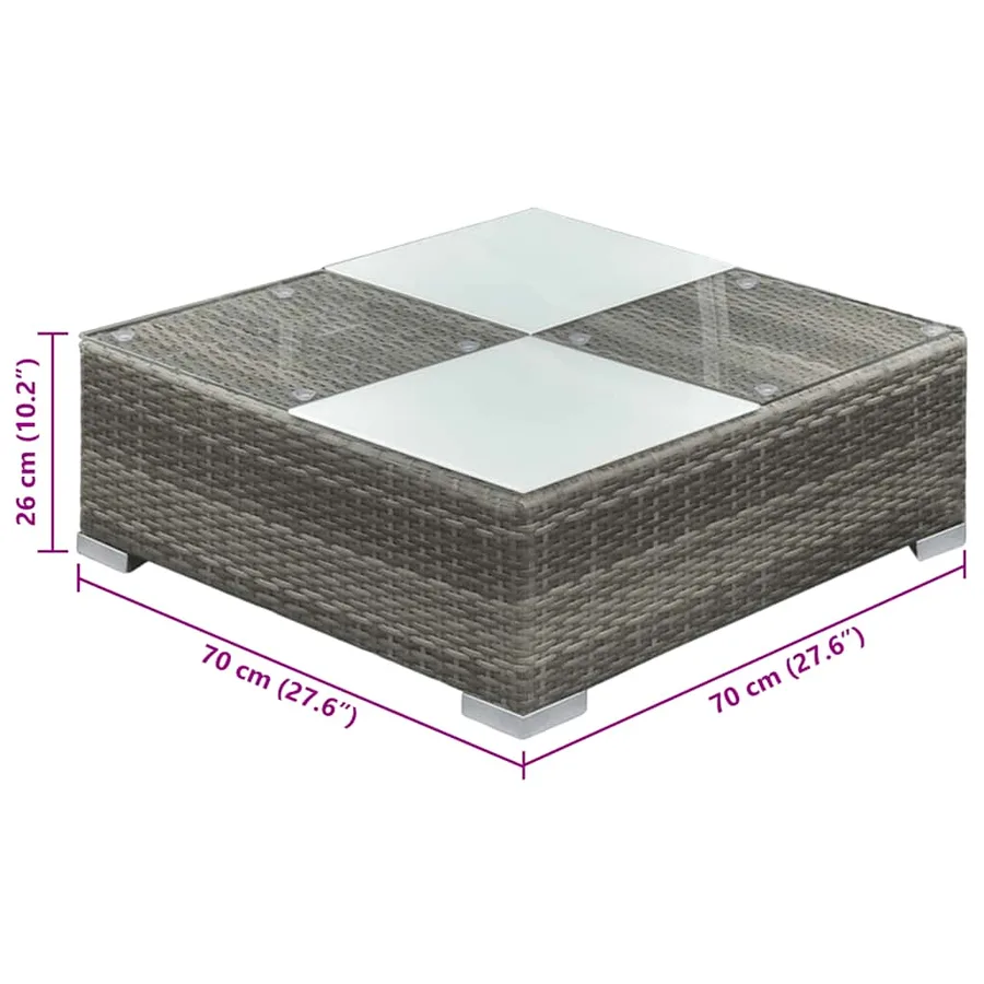 Salon de jardin 6 pcs avec coussins résine tressée gris - 9