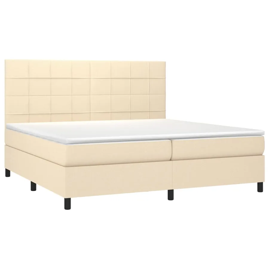 Sommier à lattes de lit avec matelas Crème 200x200 cm Tissu - 3