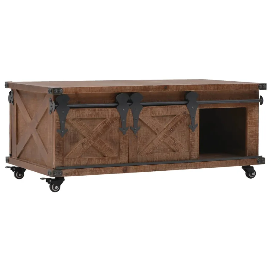 Table basse Bois de sapin massif 91x51x38 cm Marron - 5