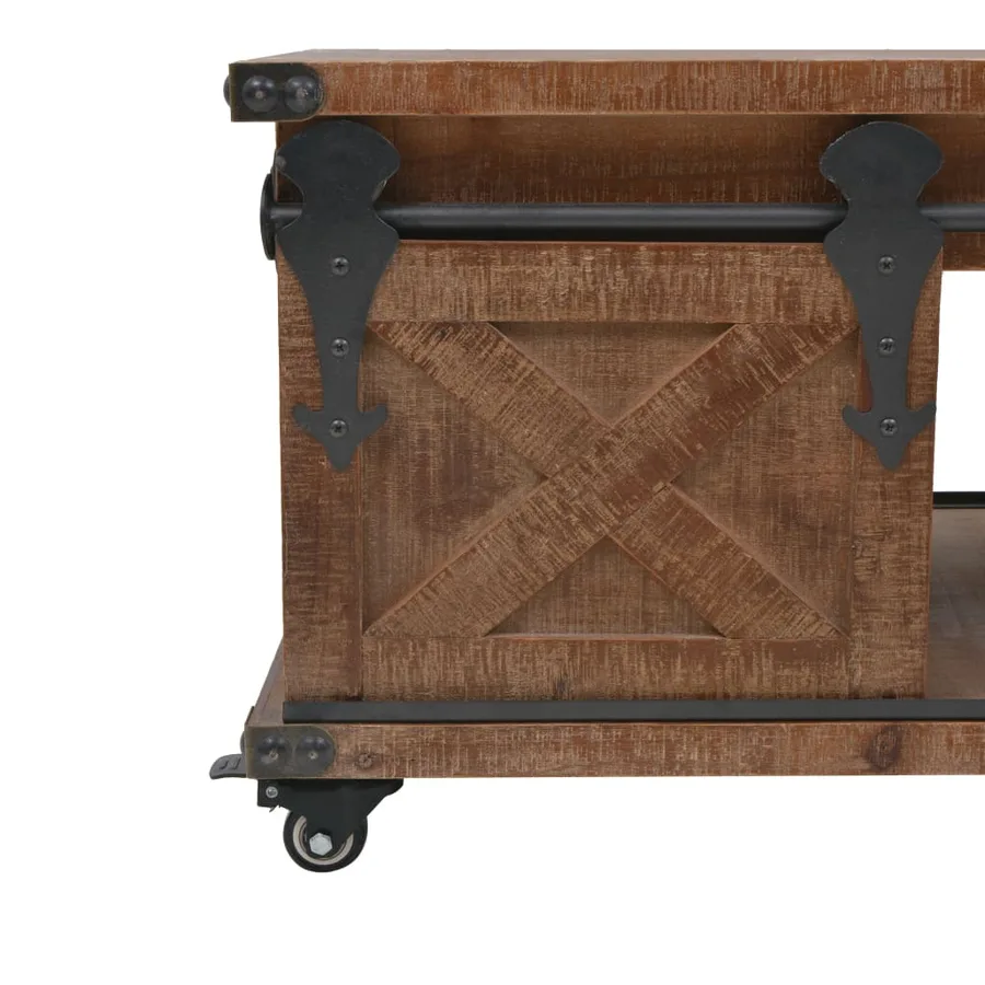 Table basse Bois de sapin massif 91x51x38 cm Marron - 7