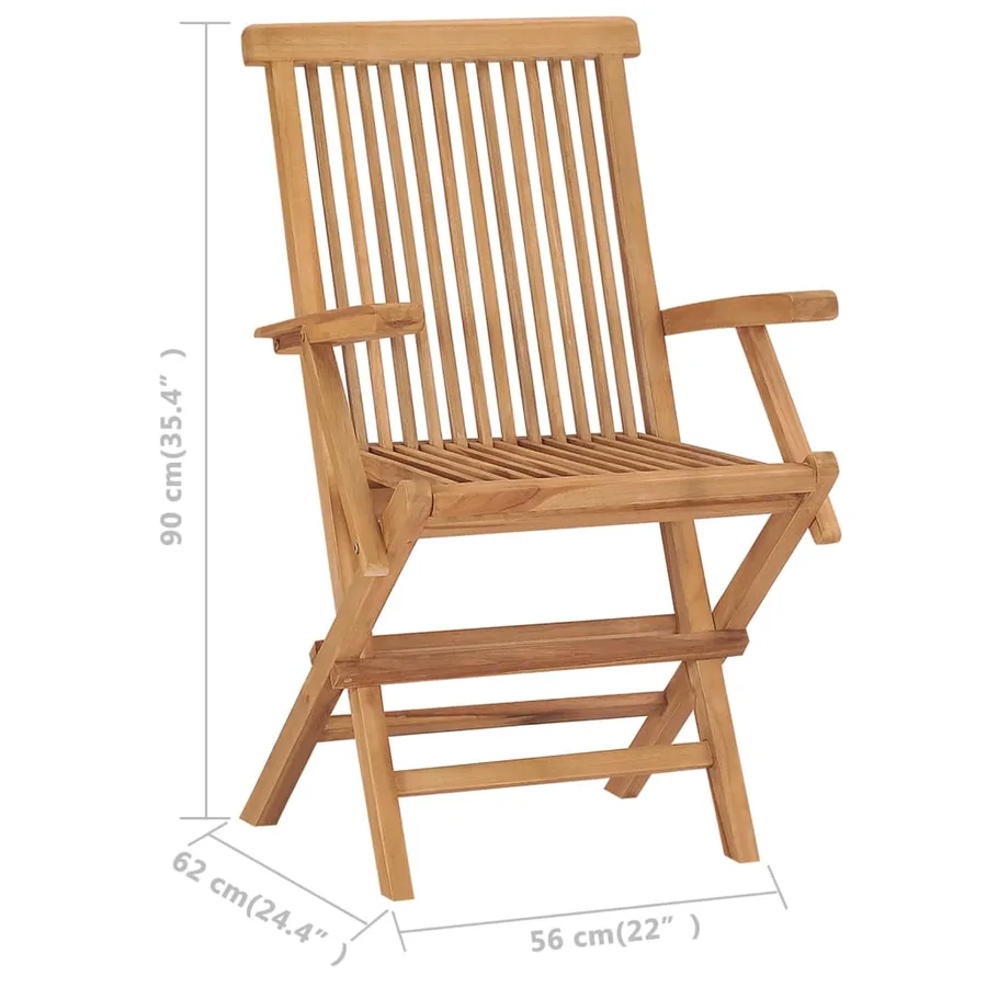 Chaises de jardin pliables lot de 3 Bois de teck massif - 9