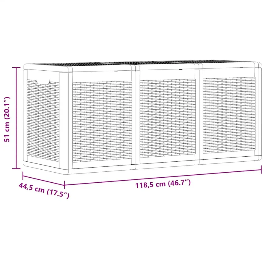 Boîte de rangement de jardin gris PP rotin 270 L - 10
