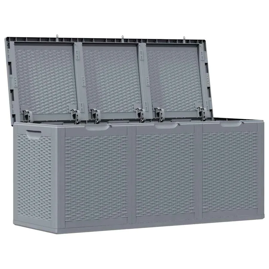 Boîte de rangement de jardin gris PP rotin 270 L - 3
