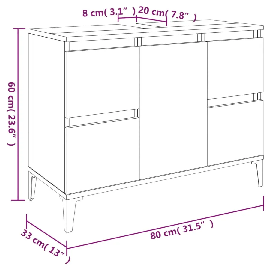 Ensemble de meubles salle de bain 3 pcs blanc bois d'ingénierie - 9