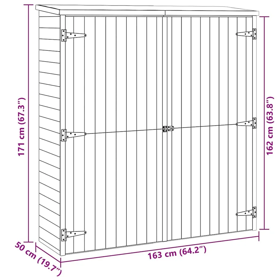 Abri à outils de jardin 163x50x171 cm Bois de pin solide - 8