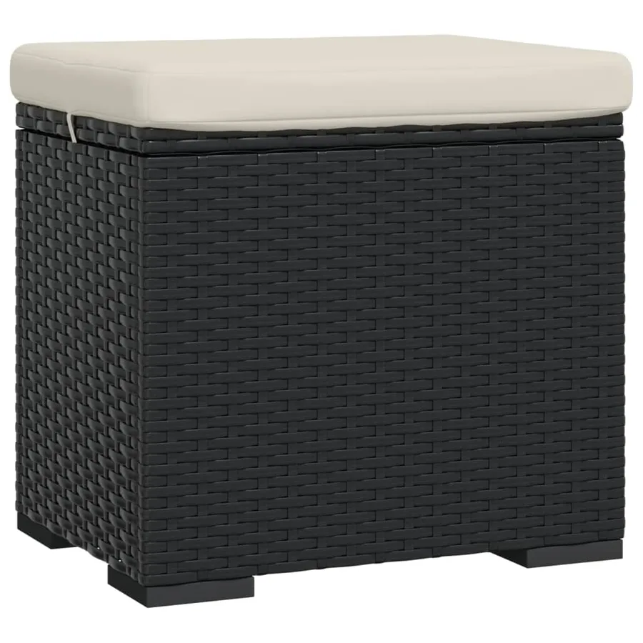 Poufs avec coussins lot de 2 noir 40x30x40 cm résine tressée - 4