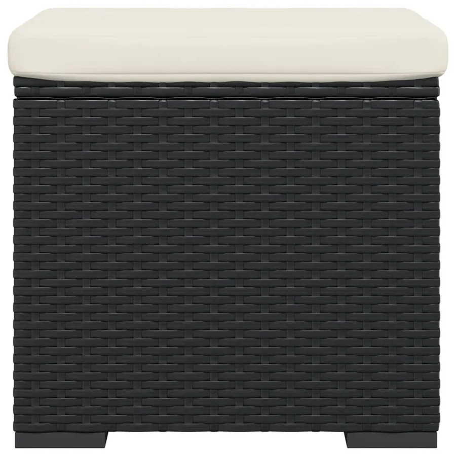 Poufs avec coussins lot de 2 noir 40x30x40 cm résine tressée - 5