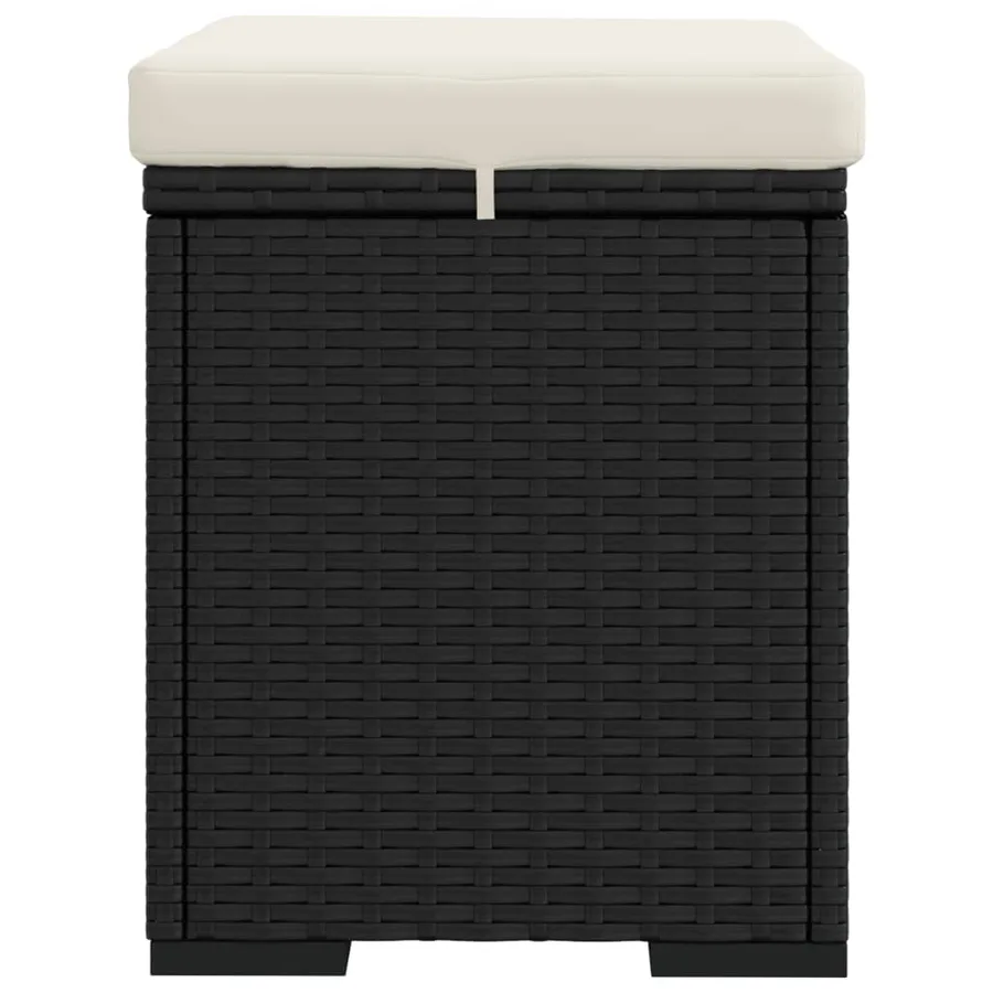 Poufs avec coussins lot de 2 noir 40x30x40 cm résine tressée - 7