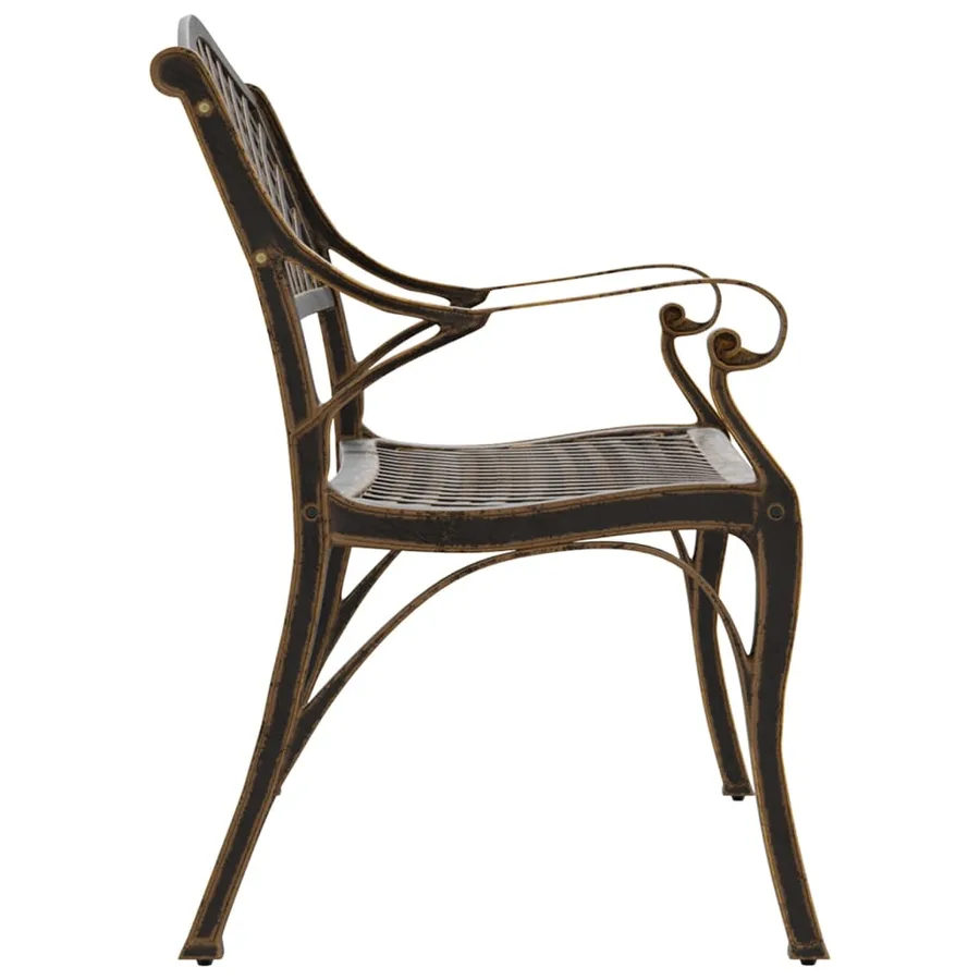 Banc de jardin 102 cm aluminium coulé bronze - 4