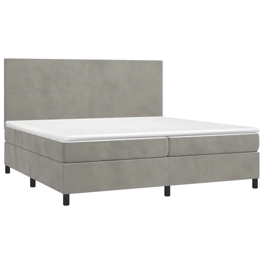Sommier à lattes de lit et matelas Gris clair 200x200cm Velours - 3