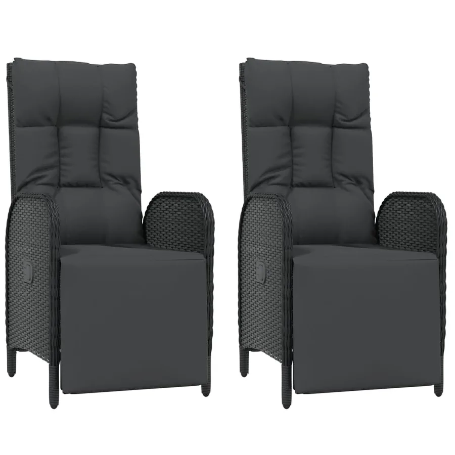 Chaises inclinables d'extérieur et coussins lot de 2 Poly rotin - 2