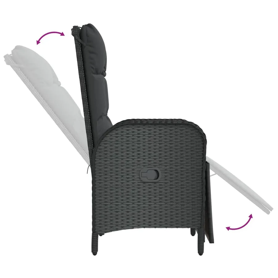 Chaises inclinables d'extérieur et coussins lot de 2 Poly rotin - 8