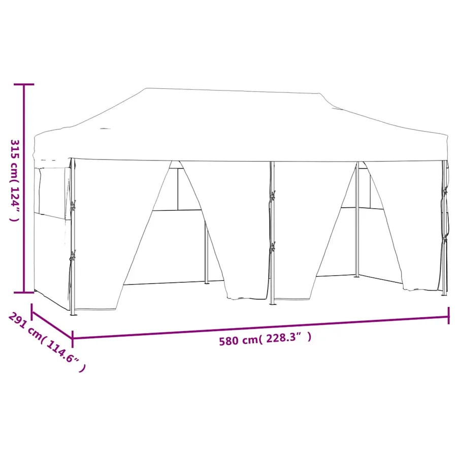 Tente de réception pliable avec 4 parois 3x6 m Acier Anthracite - 11
