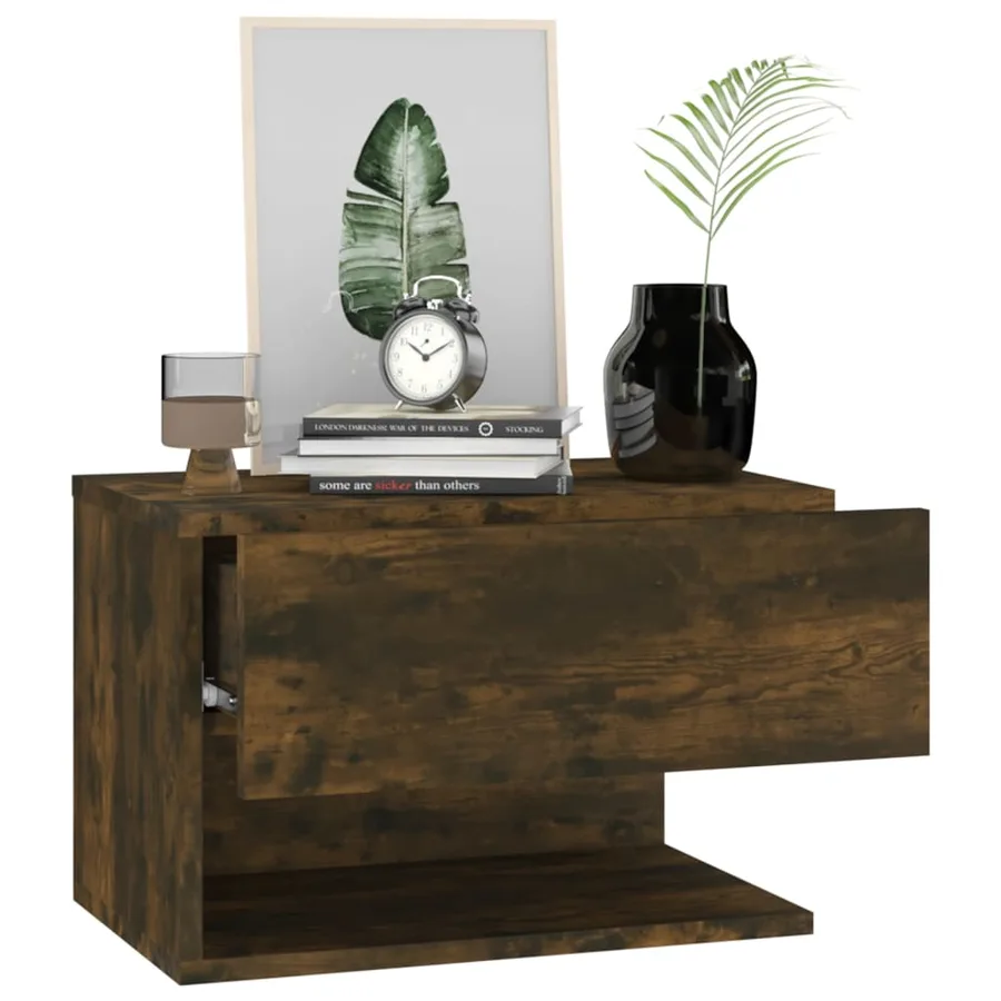 Tables de chevet murales 2 pcs Chêne fumé - 8