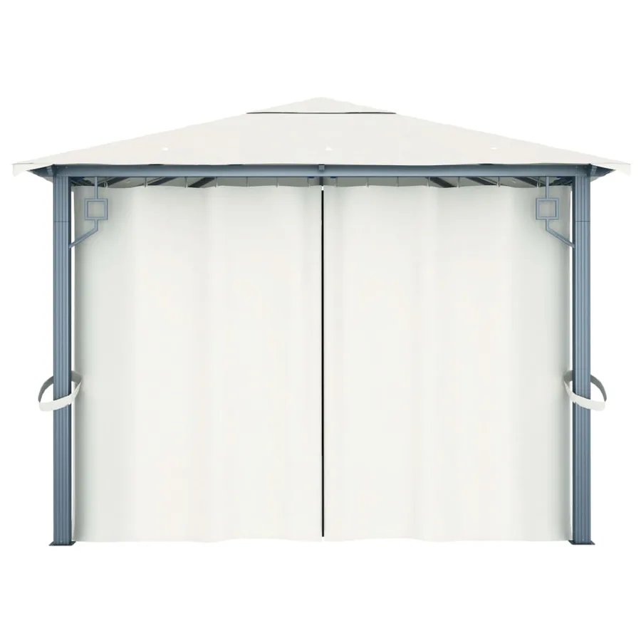 Tonnelle avec rideau 400x300 cm Crème Aluminium - 7