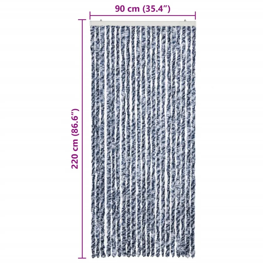 Moustiquaire Bleu blanc et argenté 90x220 cm Chenille - 7