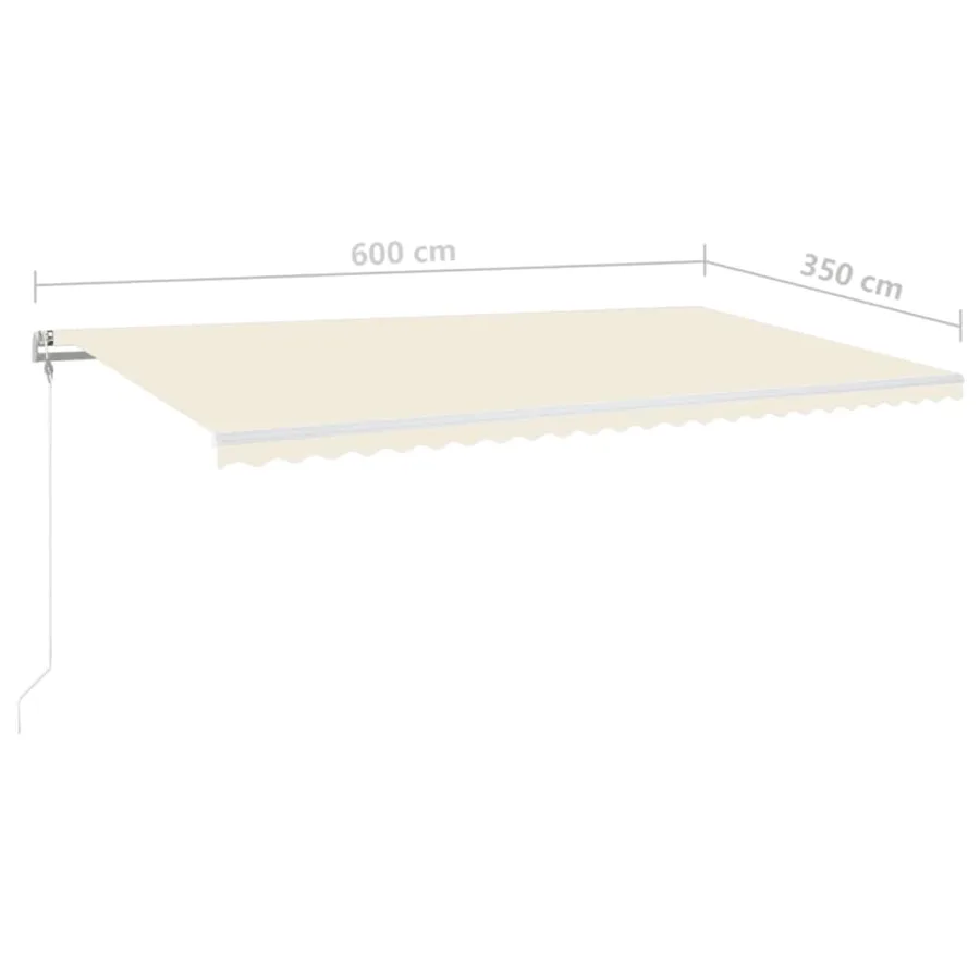 Auvent automatique avec capteur de vent et LED 600x350 cm Crème - 8