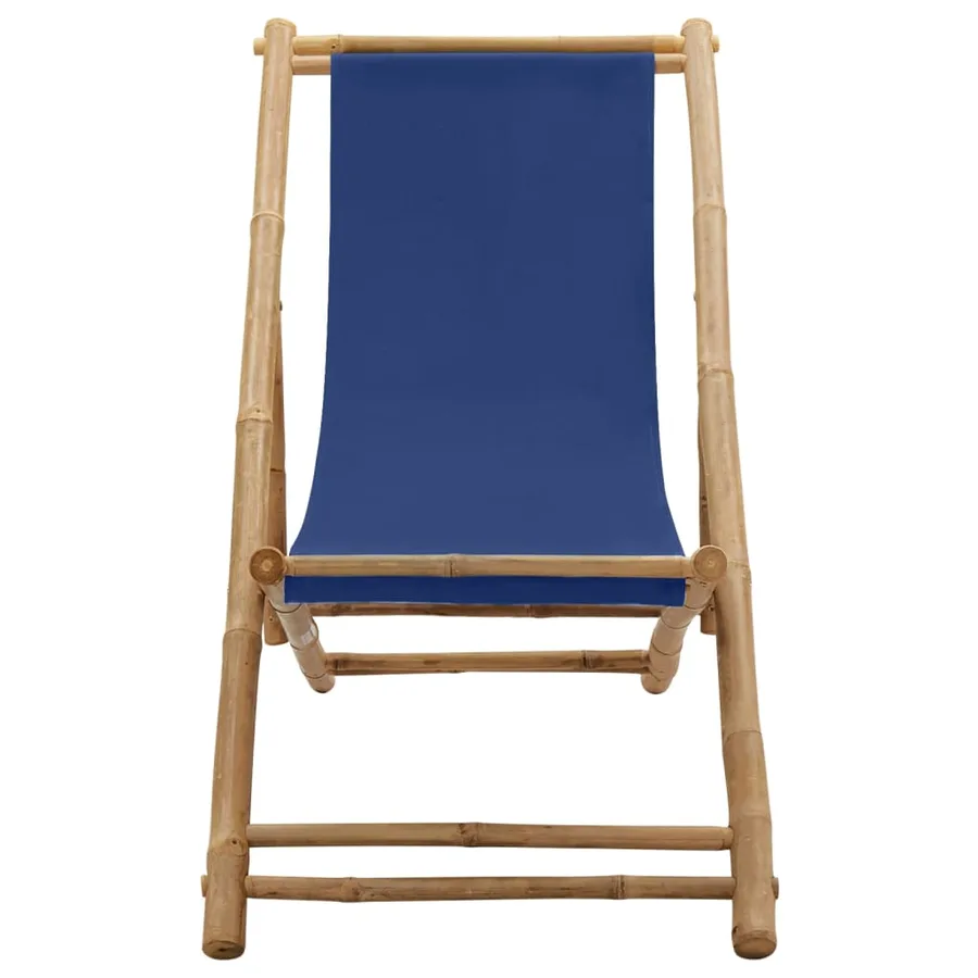 Chaise de terrasse Bambou et toile Bleu marine - 2