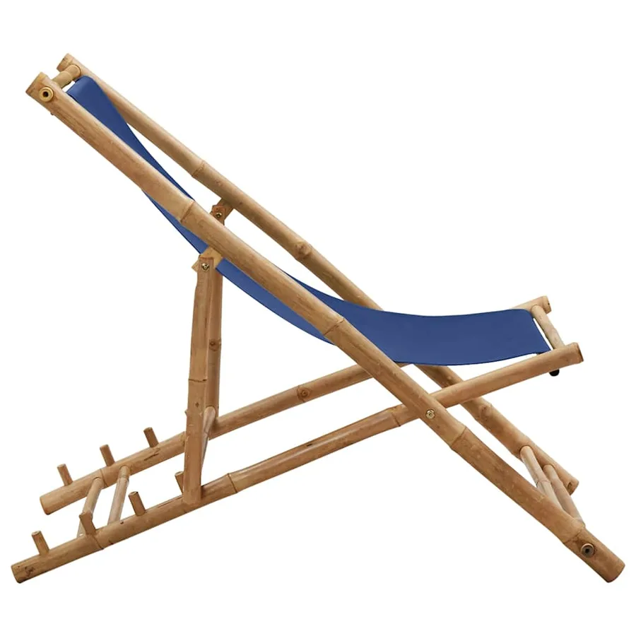 Chaise de terrasse Bambou et toile Bleu marine - 3