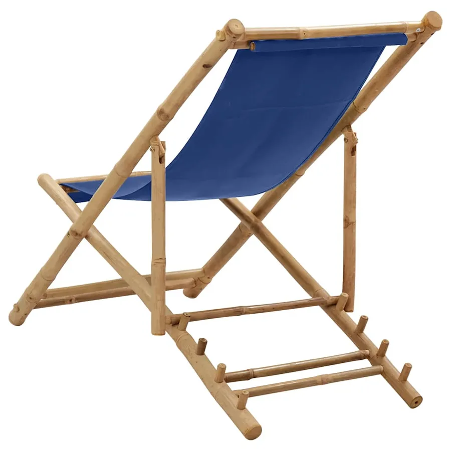 Chaise de terrasse Bambou et toile Bleu marine - 4
