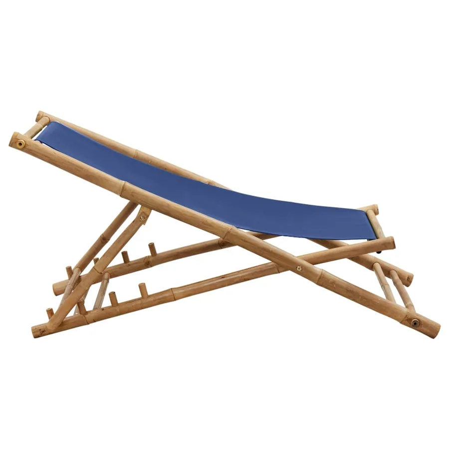 Chaise de terrasse Bambou et toile Bleu marine - 5