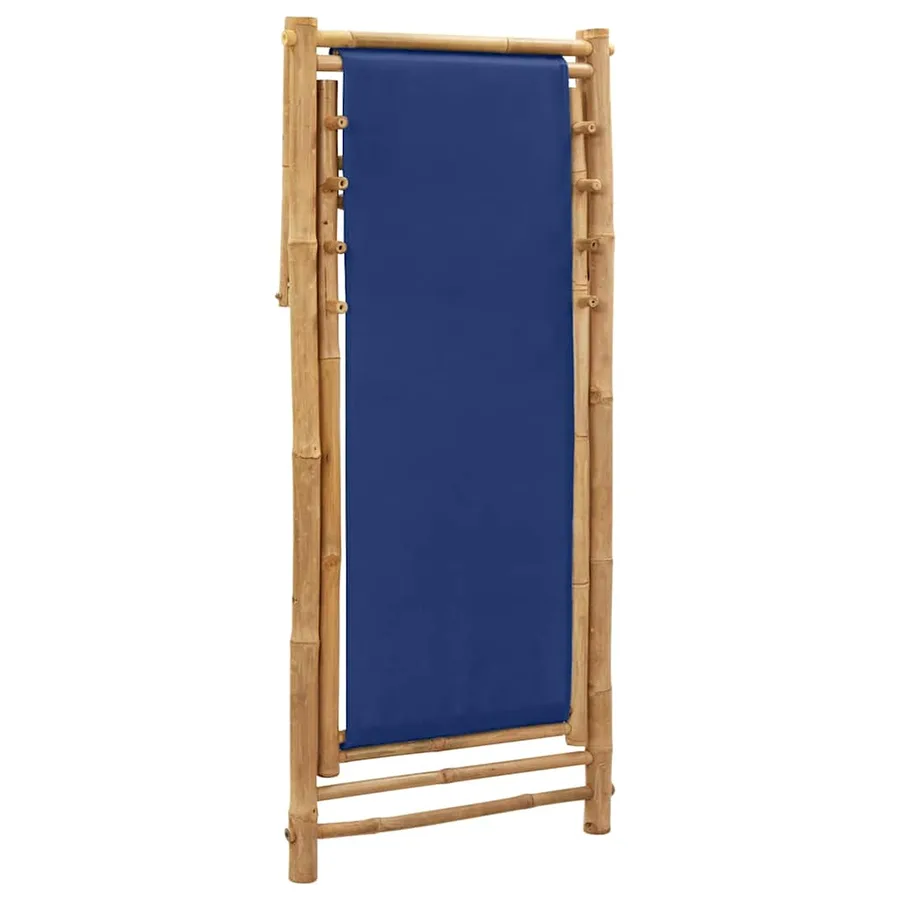 Chaise de terrasse Bambou et toile Bleu marine - 6