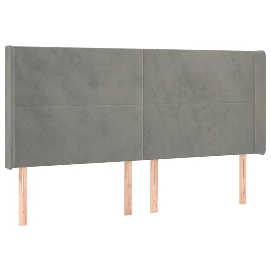 Tête de lit avec oreilles Gris clair 203x16x118/128 cm Velours - 2