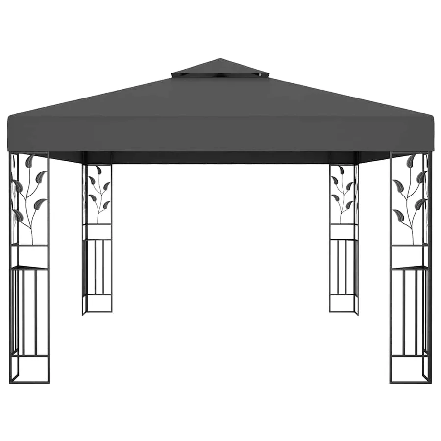 Tonnelle avec double toit et lumières LED 3x4 m Anthracite - 5