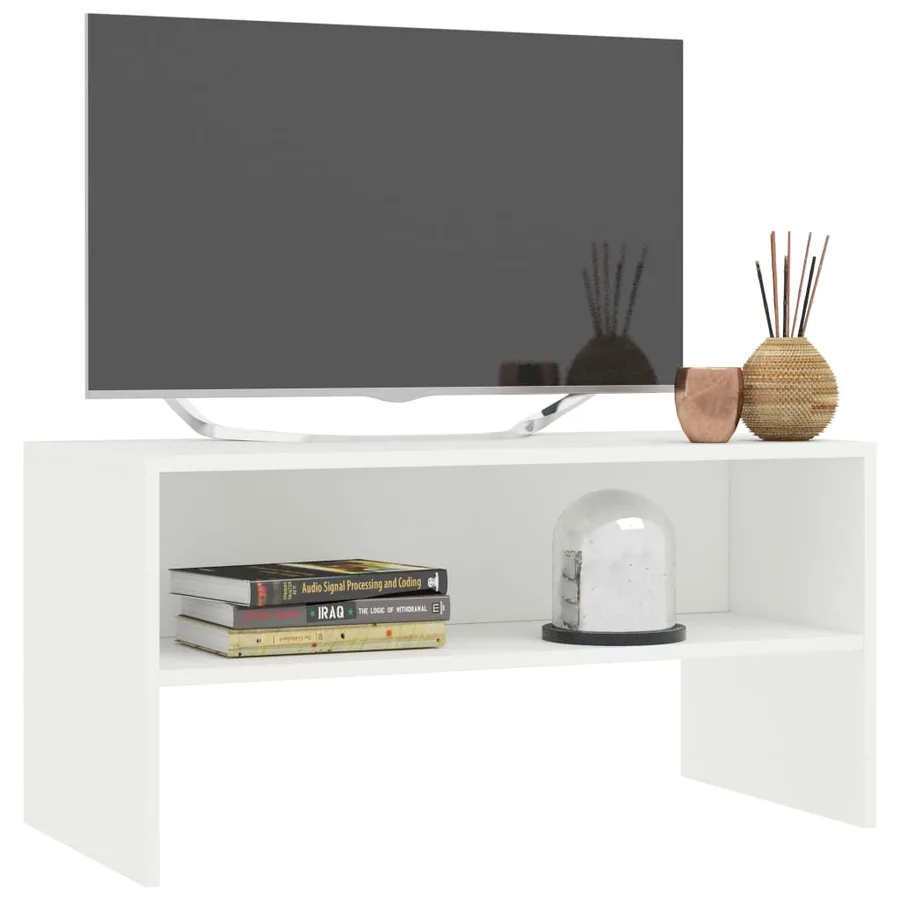 Meuble TV Blanc 80x40x40 cm Bois d’ingénierie - 3
