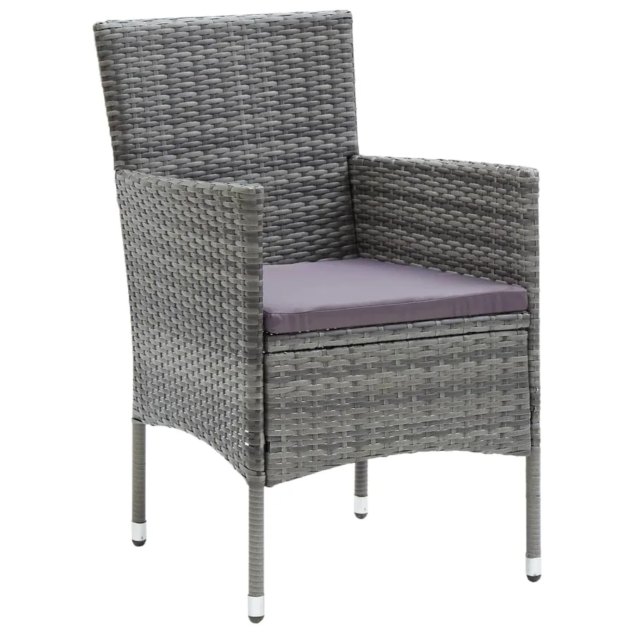 Chaises à manger de jardin lot de 4 Résine tressée Gris - 2