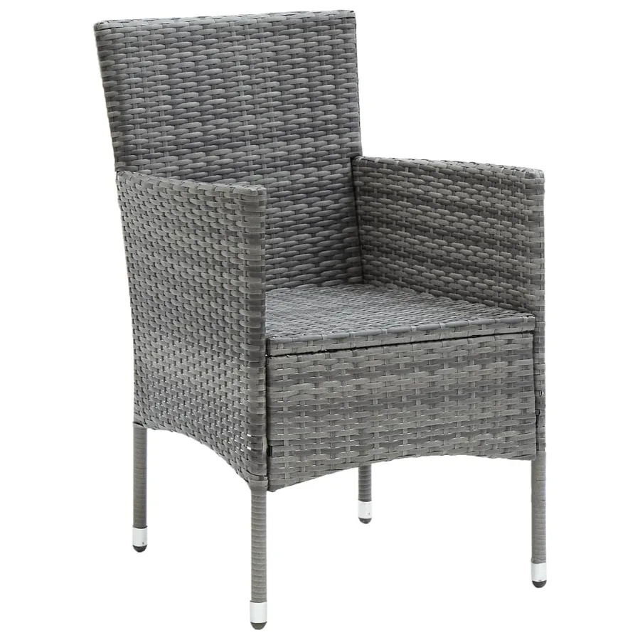 Chaises à manger de jardin lot de 4 Résine tressée Gris - 3
