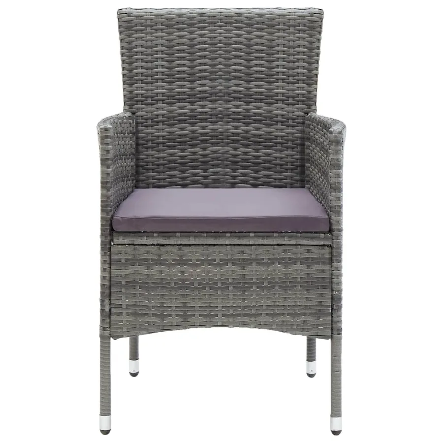 Chaises à manger de jardin lot de 4 Résine tressée Gris - 4