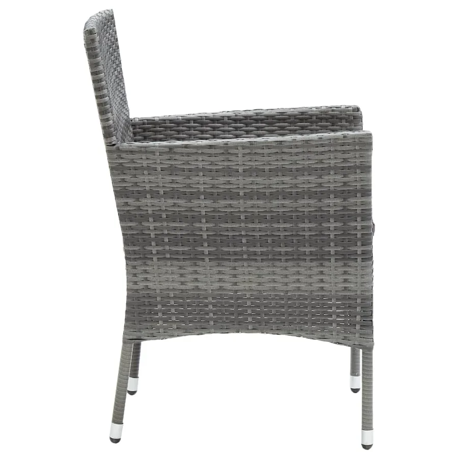 Chaises à manger de jardin lot de 4 Résine tressée Gris - 5