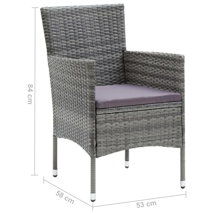 Chaises à manger de jardin lot de 4 Résine tressée Gris - 8