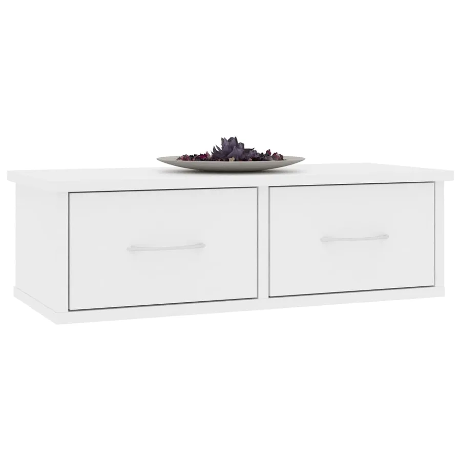 Étagère murale et tiroirs Blanc 60x26x18,5 cm Bois d'ingénierie - 3