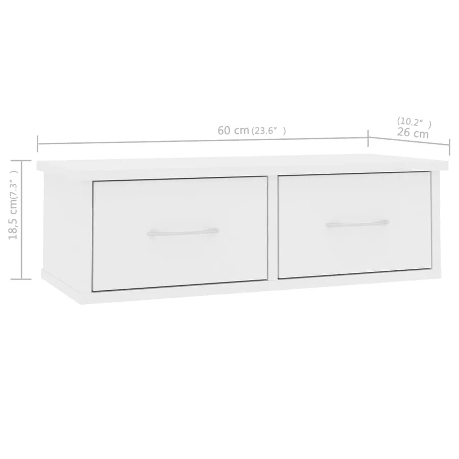 Étagère murale et tiroirs Blanc 60x26x18,5 cm Bois d'ingénierie - 7