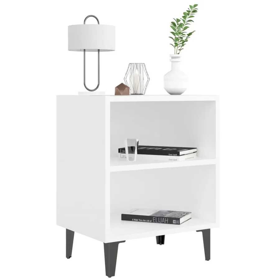 Tables de chevet avec pieds en métal 2 pcs blanc 40x30x50 cm - 4