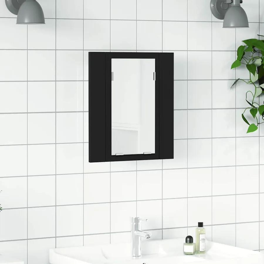 Armoire à miroir de salle de bain LED Noir 40x12x45cm Acrylique