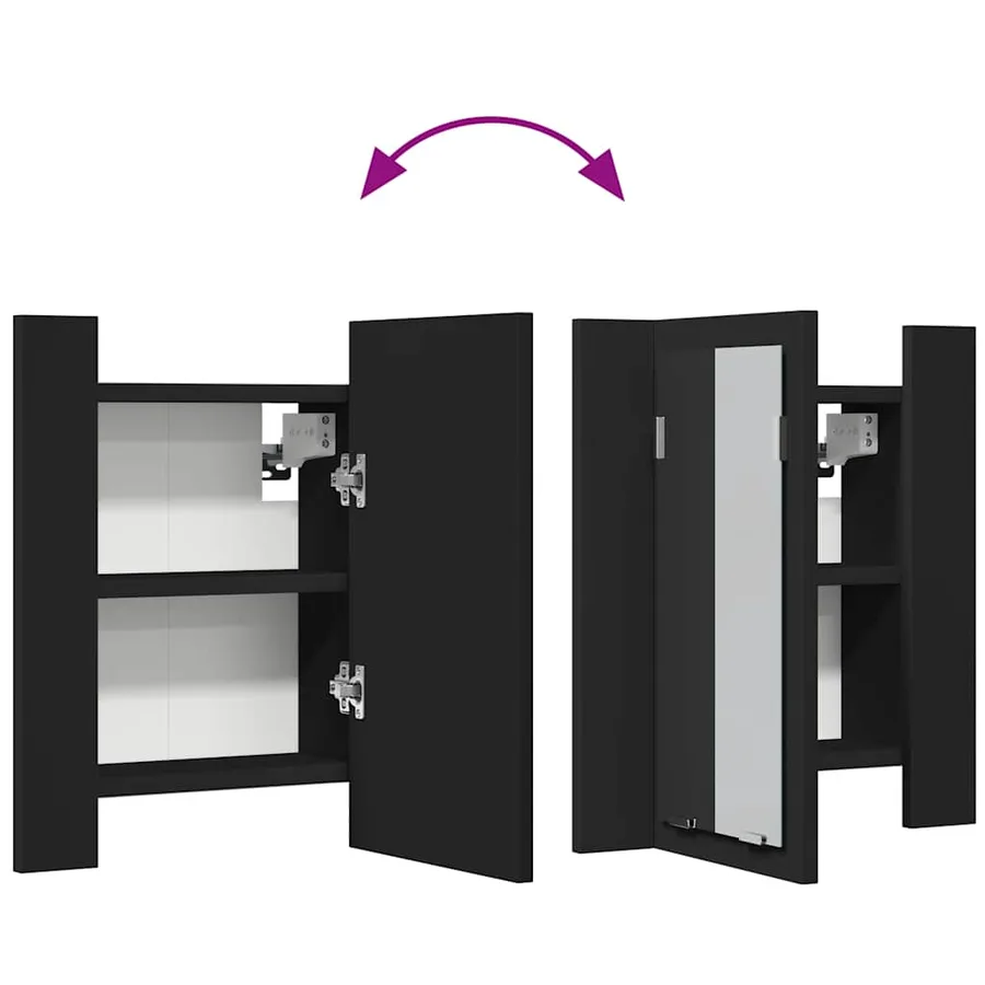 Armoire à miroir de salle de bain LED Noir 40x12x45cm Acrylique - 12