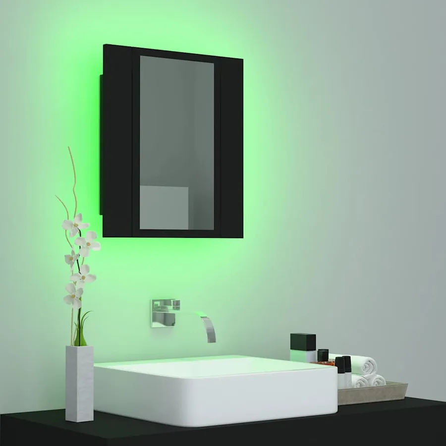 Armoire à miroir de salle de bain LED Noir 40x12x45cm Acrylique - 4