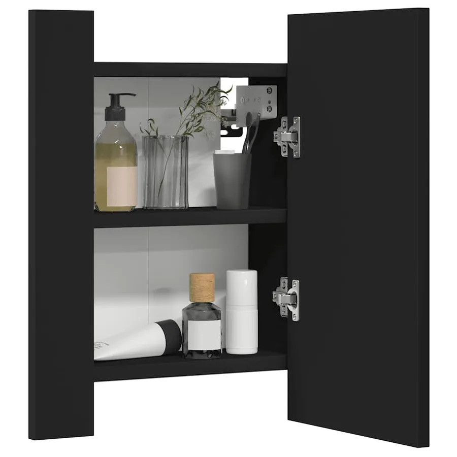 Armoire à miroir de salle de bain LED Noir 40x12x45cm Acrylique - 7