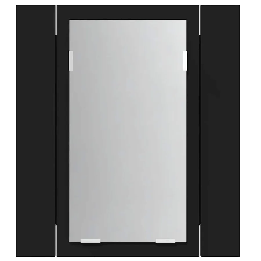 Armoire à miroir de salle de bain LED Noir 40x12x45cm Acrylique - 9