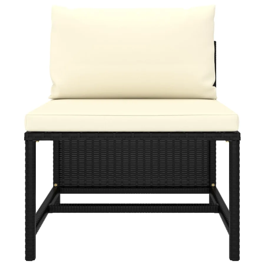Salon de jardin 8 pcs avec coussins Résine tressée Noir - 16