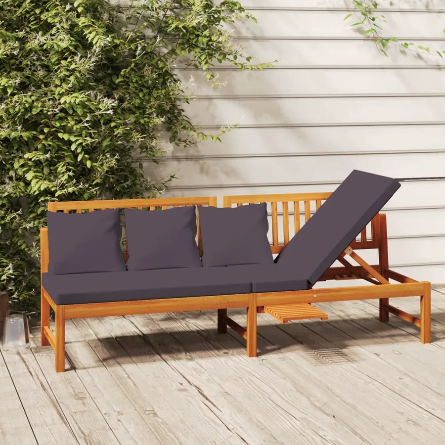 Lit de jour avec coussin gris 200x60x75 cm Bois d'acacia solide