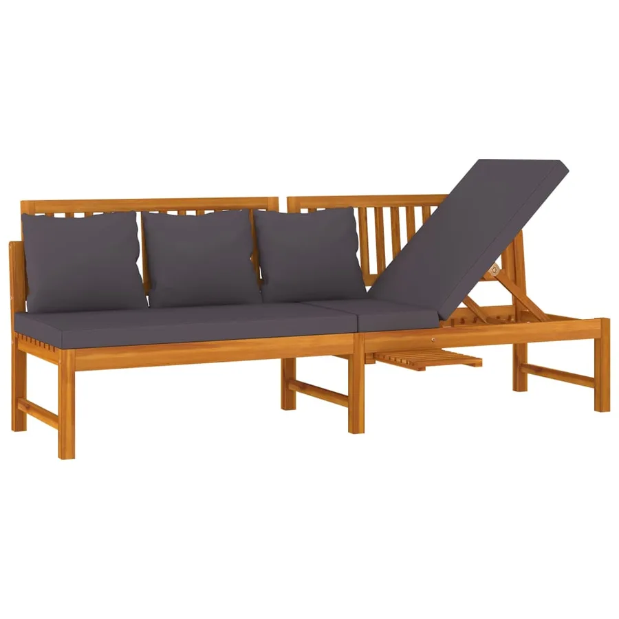 Lit de jour avec coussin gris 200x60x75 cm Bois d'acacia solide - 2