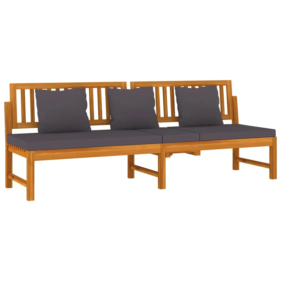 Lit de jour avec coussin gris 200x60x75 cm Bois d'acacia solide - 3