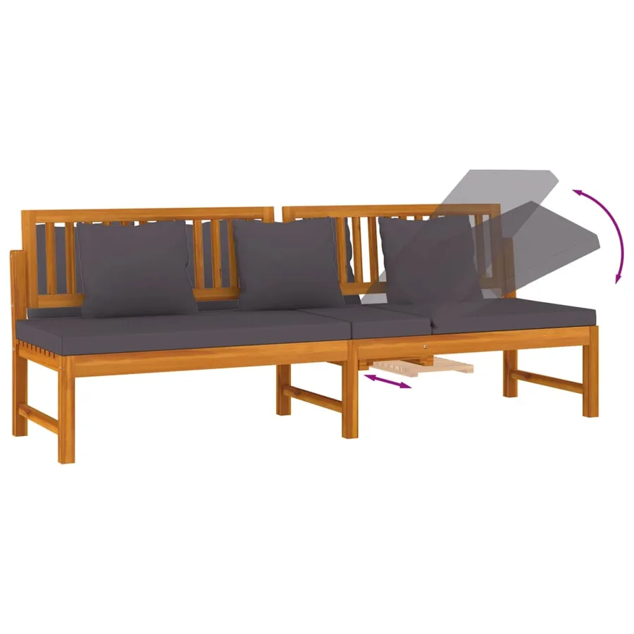 Lit de jour avec coussin gris 200x60x75 cm Bois d'acacia solide - 6