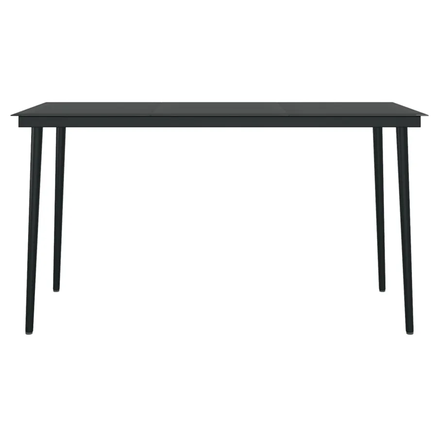 Table à dîner de jardin Noir 140x70x74 cm Acier et verre - 3