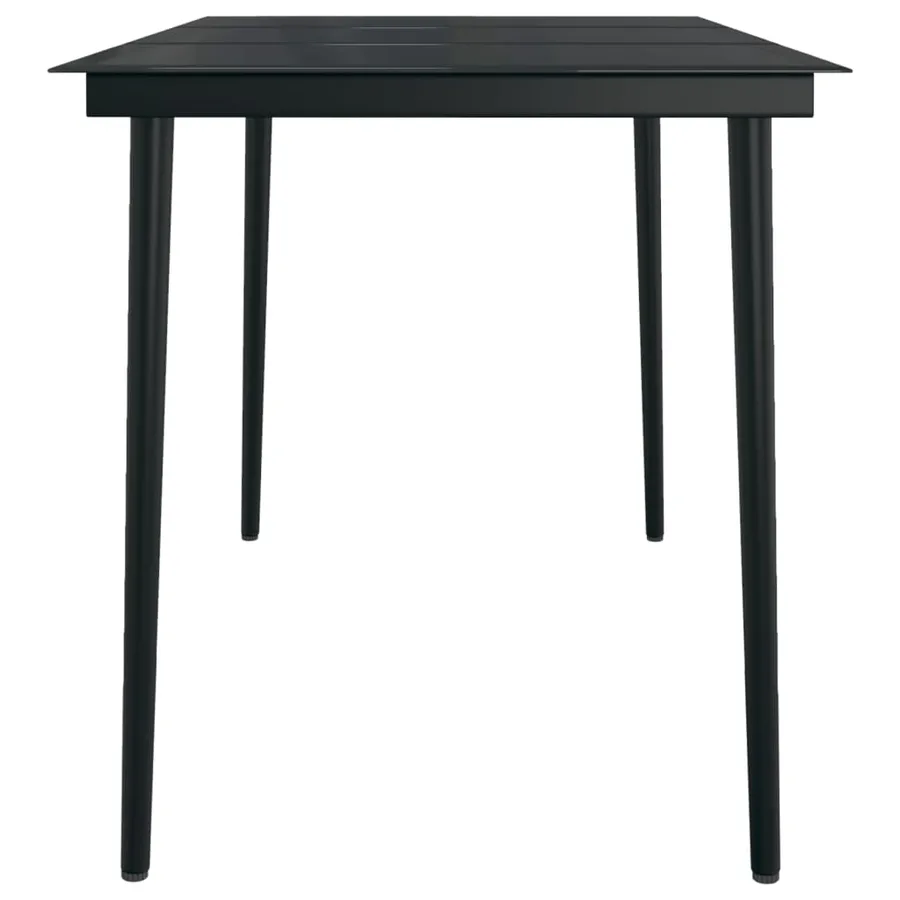 Table à dîner de jardin Noir 140x70x74 cm Acier et verre - 4