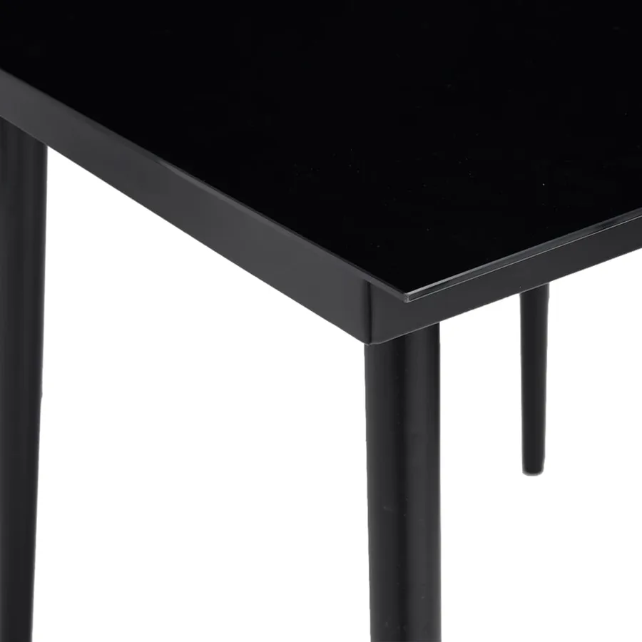 Table à dîner de jardin Noir 140x70x74 cm Acier et verre - 5